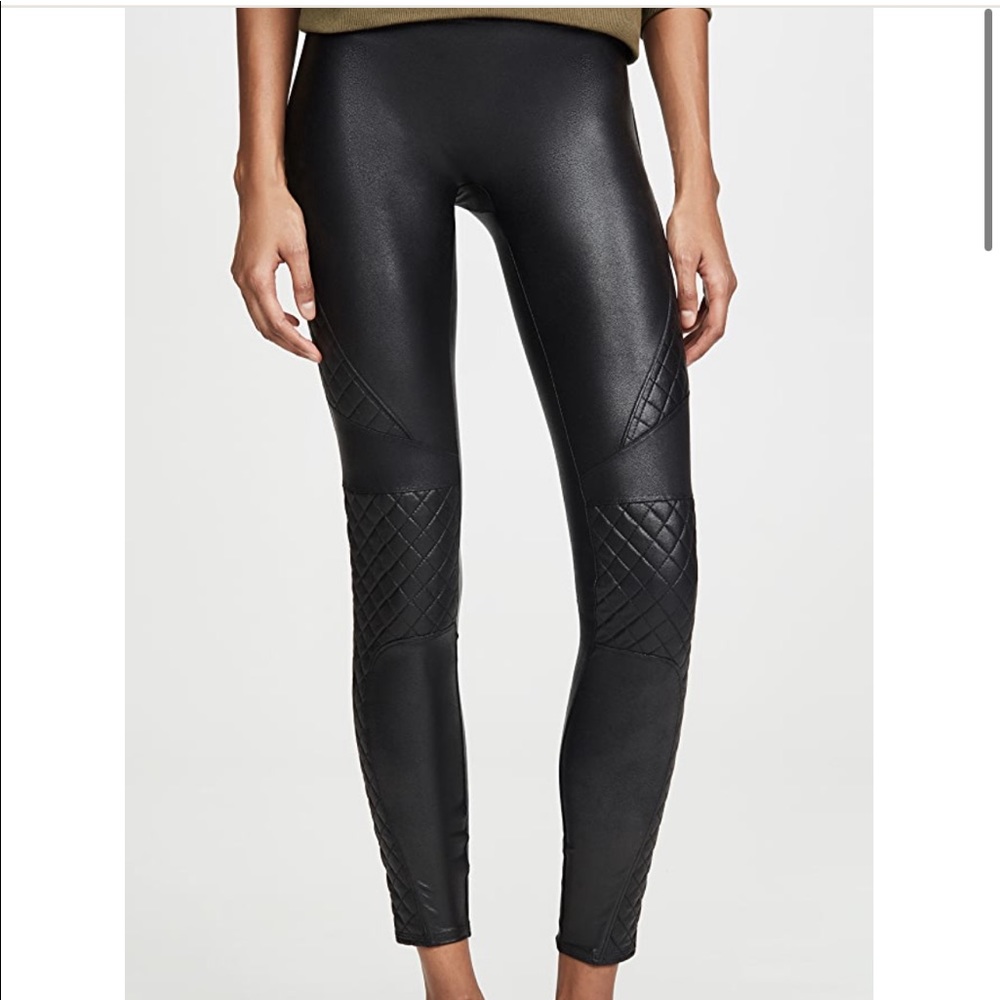 SPANX Shiny Black Quilted Leggings